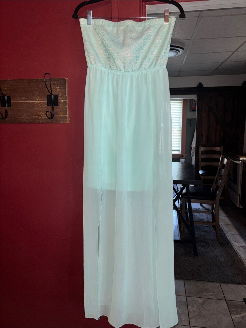 Rue21 Mint Lace Strapless Maxi with Back Detail